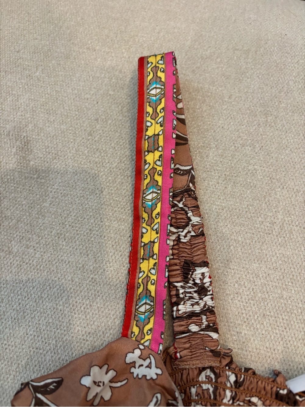 Ramy Brook Brown Floral Tie-Front Camisole with Multicolor Trim - Picture 7 of 8